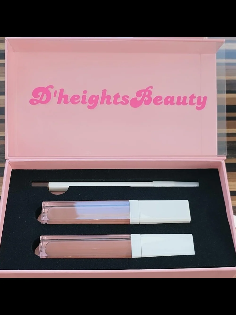 Pink Nude Lip Gloss Duo with Brush